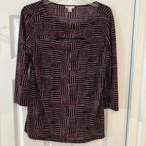 Ladies Size Small Cato Black and Red Geometric Blouse SEXY PEEP GUC